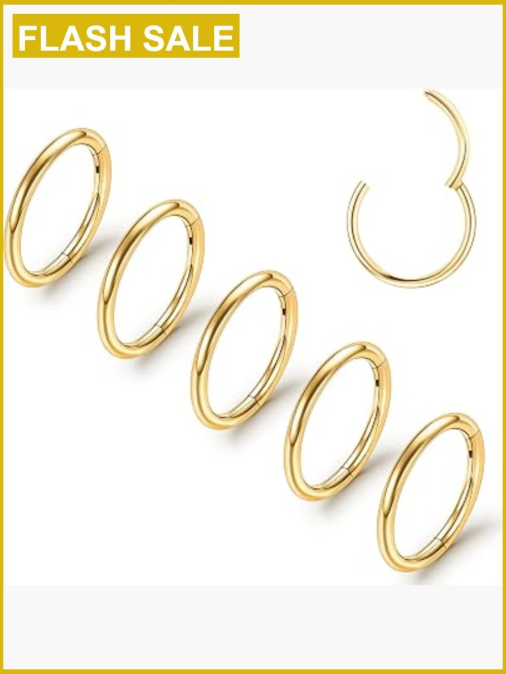 5pcs Hinged CZ Nose Rings Hoops 14G-20G Surgical Steel Body Piercing Jewelry